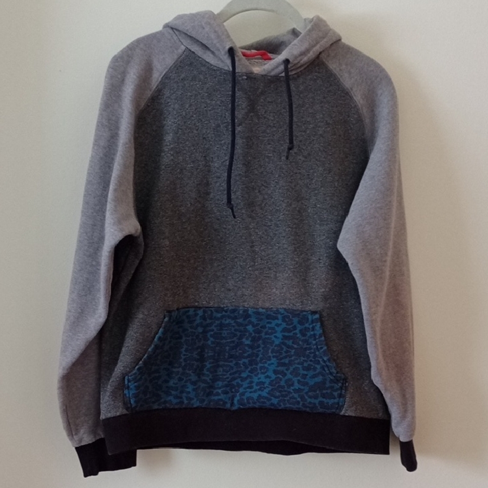 Two-Tone Gray and Blue Men's Hoodie